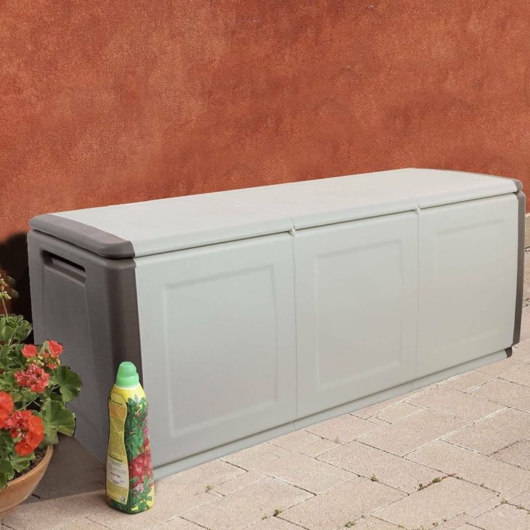 Baule Zele, Cassapanca multiuso, Baule contenitore, Box portaoggetti, 100% Made in Italy, 138x53h57 cm, Beige e Marrone