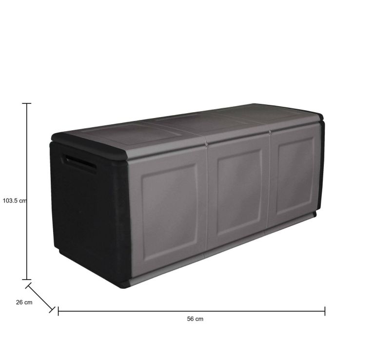 Baule Zele, Cassapanca multiuso, Baule contenitore, Box portaoggetti, 100% Made in Italy, 138x53h57 cm, Grigio chiaro e Nero