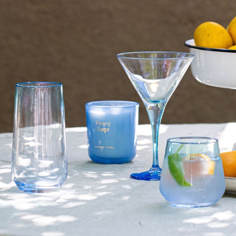 Bicchieri blu Turchese set da 4 470 ml Sfumatura Colore Struttura Turchese, - Nerihane
