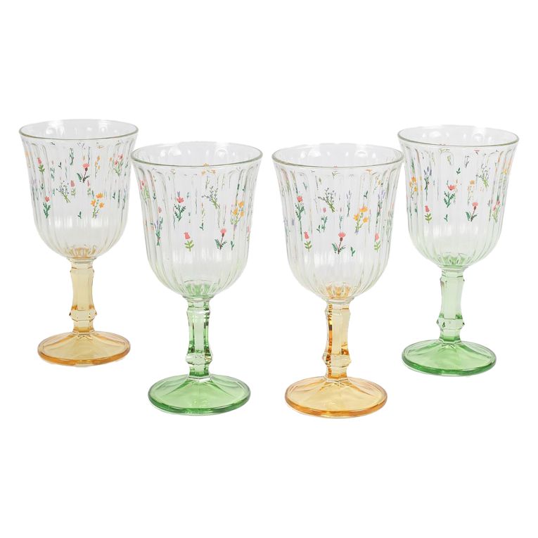 Bicchieri Trasparente Multicolore set da 4 240 ml Colore Struttura Multicolore, - Nenosi