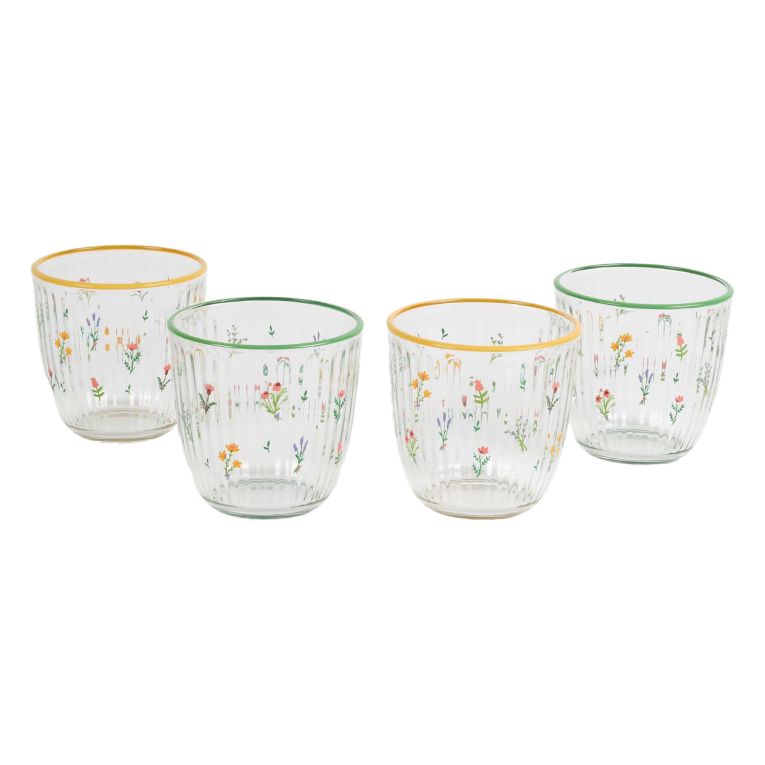 Bicchieri Trasparente Multicolore set da 4 290 ml Colore Struttura Multicolore, - Neniromo