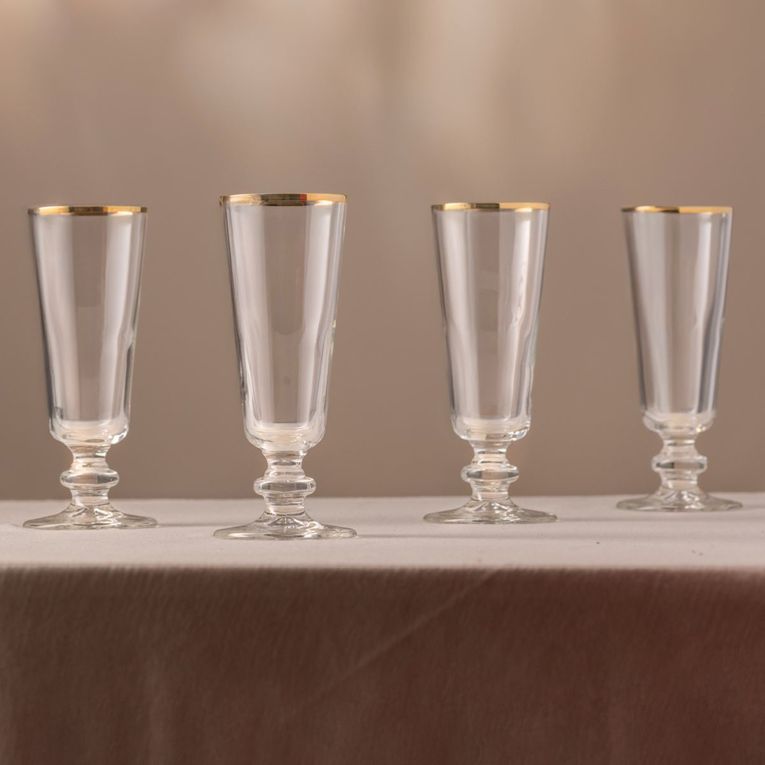 Bicchieri Trasparente oro set da 4 180 ml Colore Struttura oro, - Nesivano