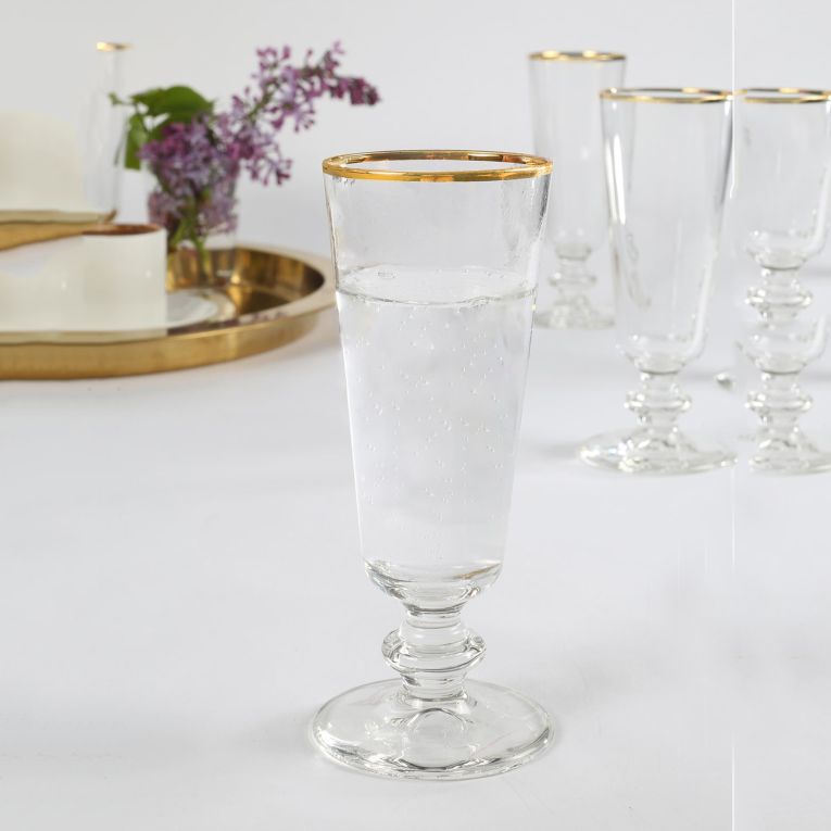 Bicchieri Trasparente oro set da 4 180 ml Colore Struttura oro, - Nesivano
