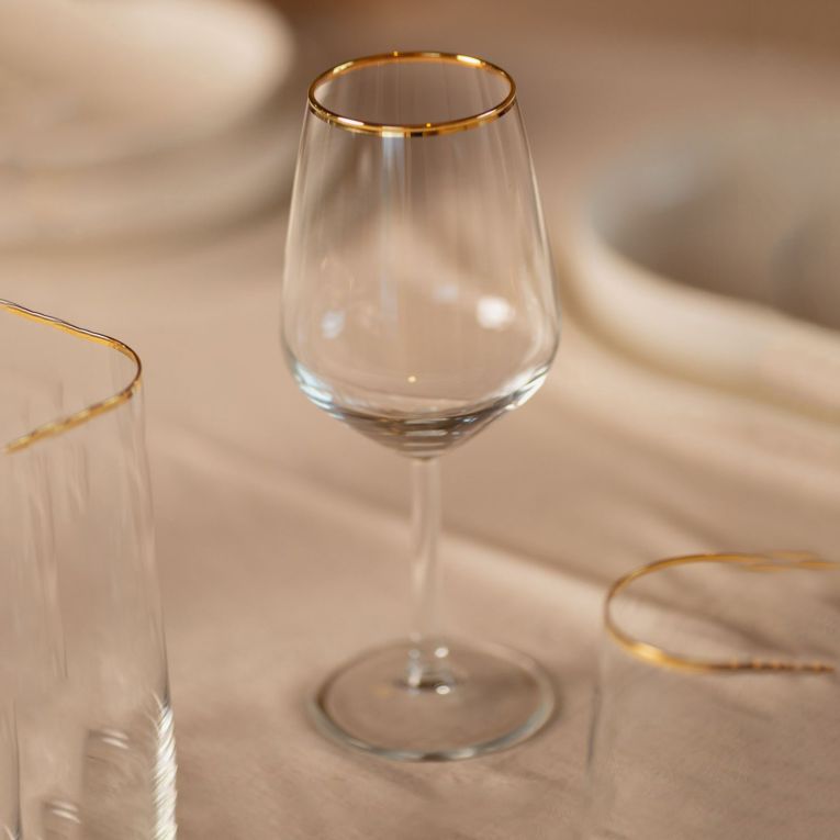 Bicchieri Trasparente oro set da 4 490 ml Colore Struttura oro, - Nenipaka