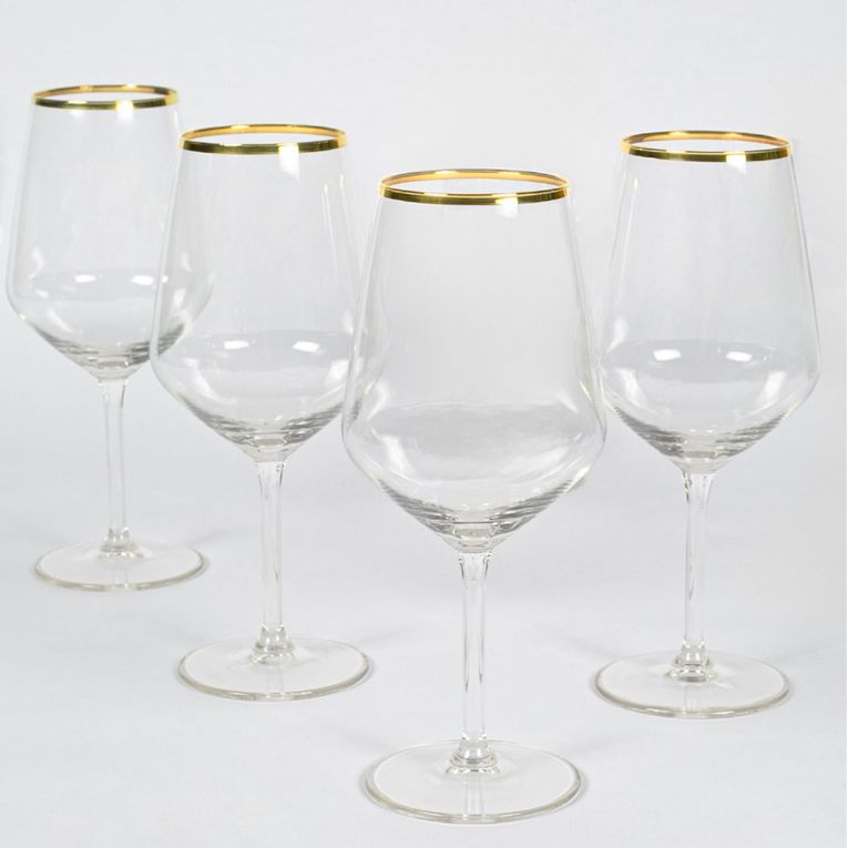 Bicchieri Trasparente oro set da 4 490 ml Colore Struttura oro, - Nenipaka
