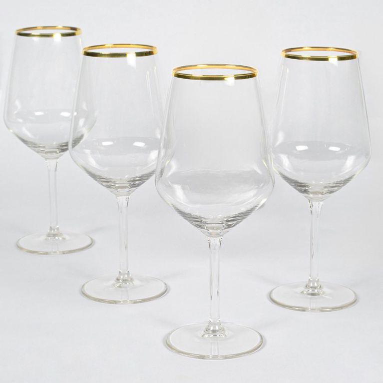 Bicchieri Trasparente oro set da 4 490 ml Colore Struttura oro, - Nenipaka