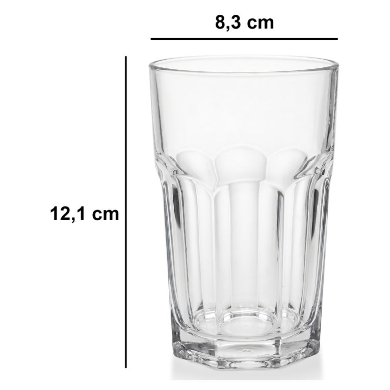 Bicchieri Trasparente set da 6 365 ml Adatto per Lavastoviglie, - Pavasa
