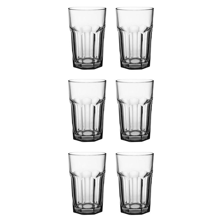Bicchieri Trasparente set da 6 365 ml Adatto per Lavastoviglie, - Pavasa