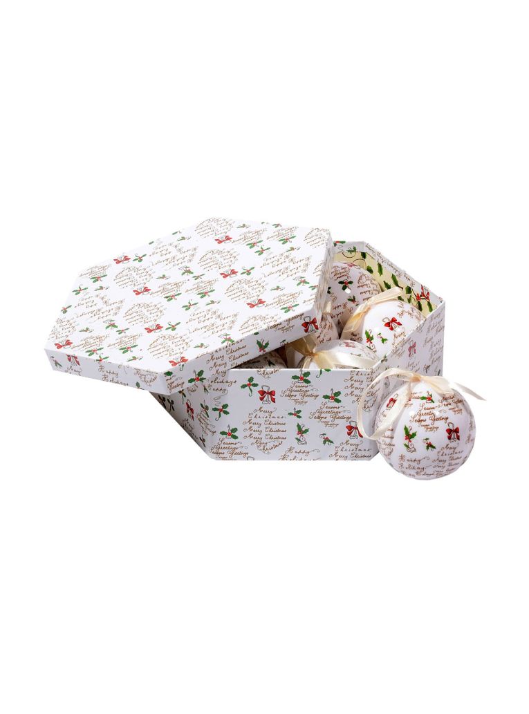 Box 7 sfere natalizie, bianco