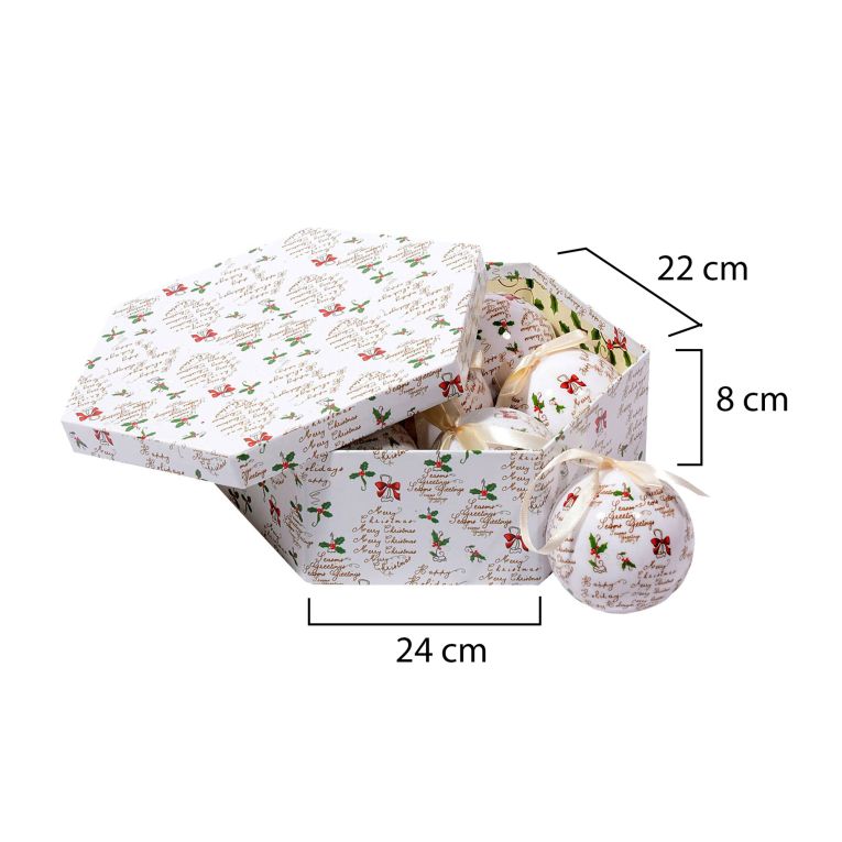 Box 7 sfere natalizie, bianco