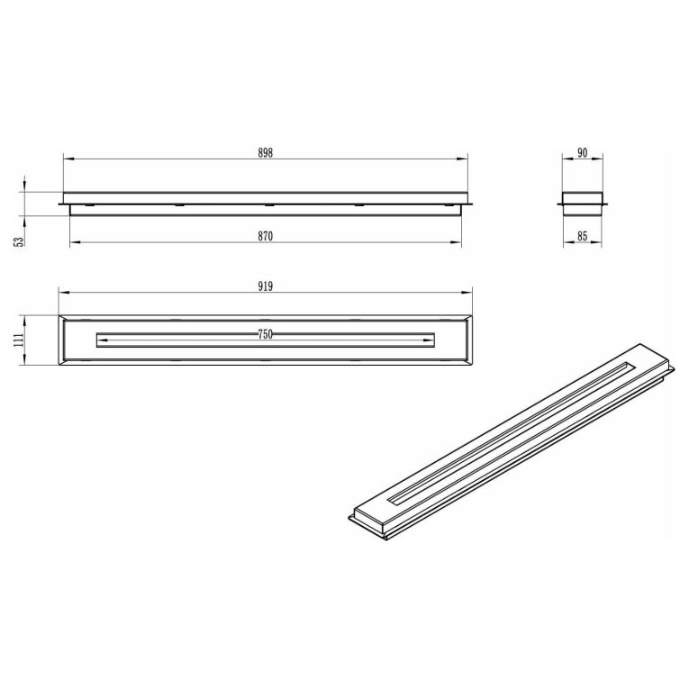Bruciatore Airole, 11x90 h5 cm, Nero e Argento