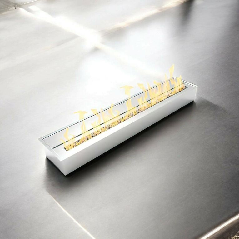 Bruciatore Argento Combustibile Bioetanolo Ecoflame Installazione Incasso, Adatto per Camino - Andrano