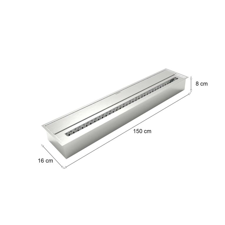 Bruciatore Argento Combustibile Bioetanolo Ecoflame Installazione Incasso, Adatto per Camino - Natta