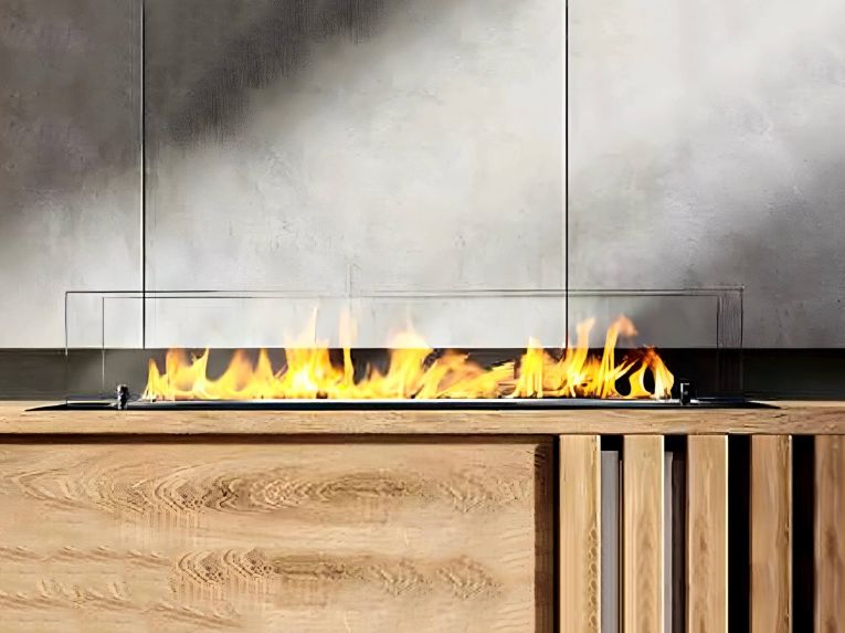 Bruciatore Argento Combustibile Bioetanolo Ecoflame Installazione Incasso, Adatto per Camino - Natta