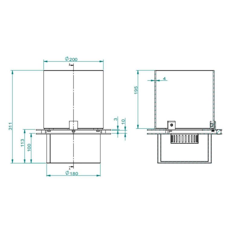Bruciatore Dsbardell, Fornello, Elemento riscaldante, Inceneritore, Made in Italy, 25x25 h31 cm, Grigio e Trasparente