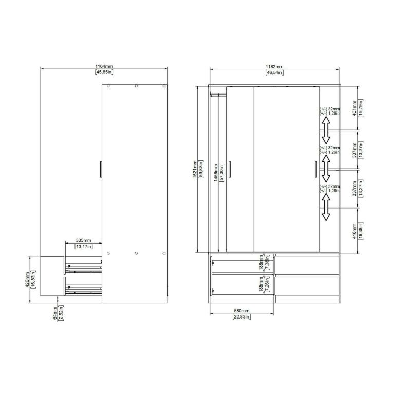 Cabina armadio 3 ante rovere 121x200h cm - Bedollo