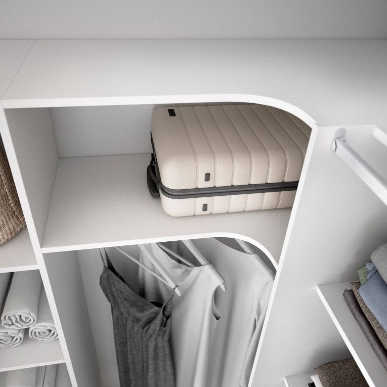 Cabina armadio ad angolo con cassetti bianca 234x205h cm - Alanno