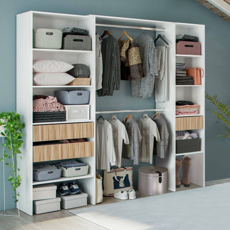 Cabina armadio classica bianca e rovere 196x187h cm - Ary