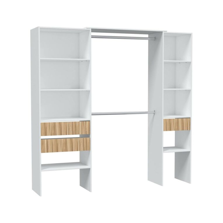 Cabina armadio classica bianca e rovere 196x187h cm - Ary