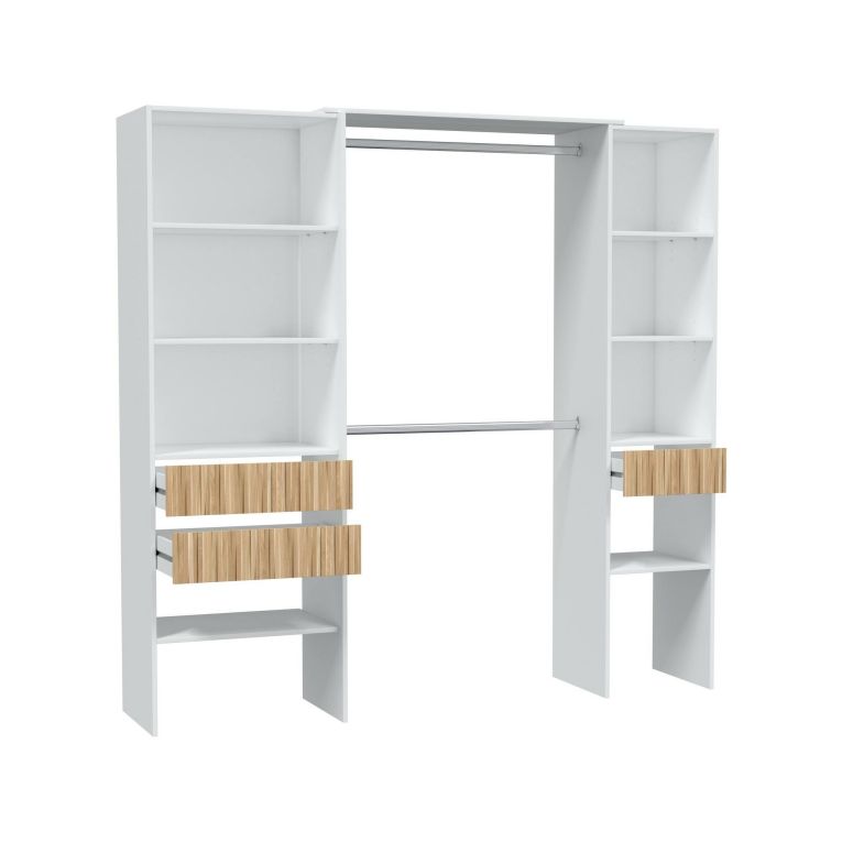 Cabina armadio classica bianca e rovere 196x187h cm - Ary