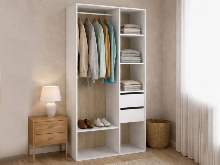 Cabina armadio classica bianca e rovere 98x205h cm - Maon