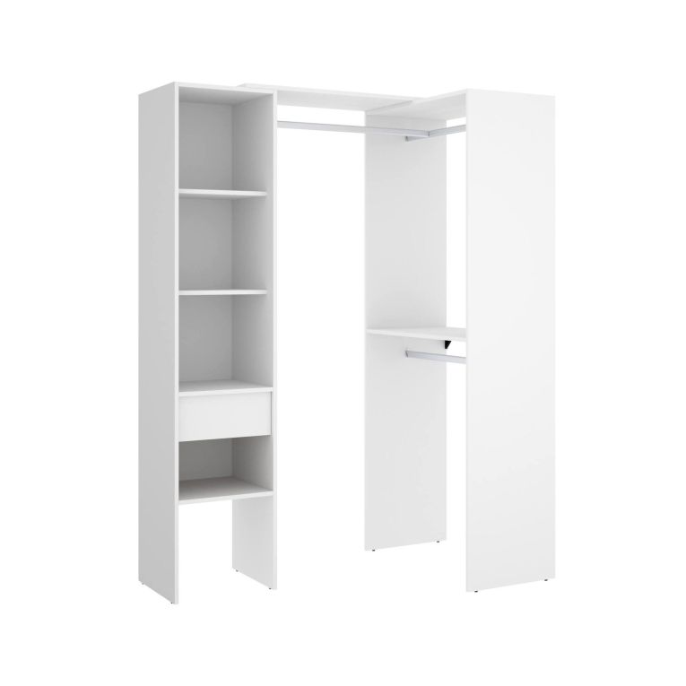 Cabina armadio con appendiabiti bianca 98x187h cm - Ewiniar