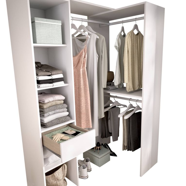 Cabina armadio con appendiabiti bianca 98x187h cm - Ewiniar