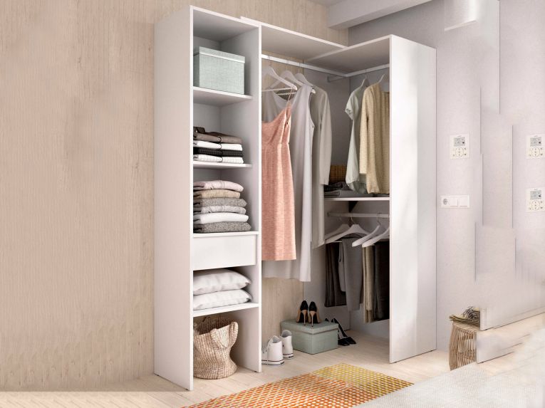 Cabina armadio con appendiabiti bianca 98x187h cm - Ewiniar