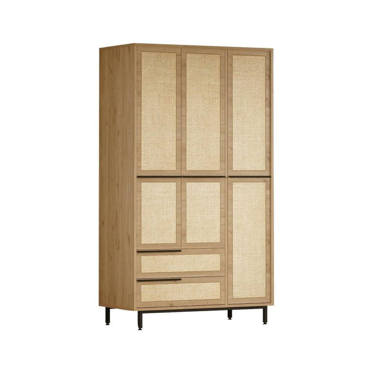 Cabina armadio con appendiabiti noce e quercia 112x196h cm - Nangka