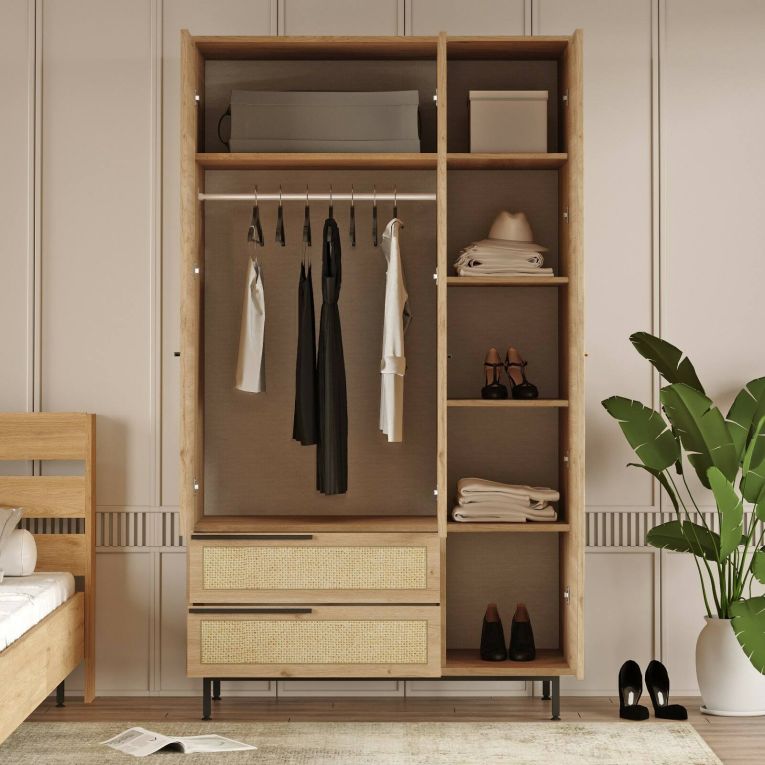 Cabina armadio con appendiabiti noce e quercia 112x196h cm - Nangka