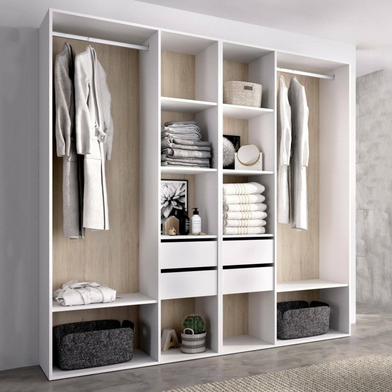 Cabina armadio con cassetti bianca e rovere 196x205h cm - Mala