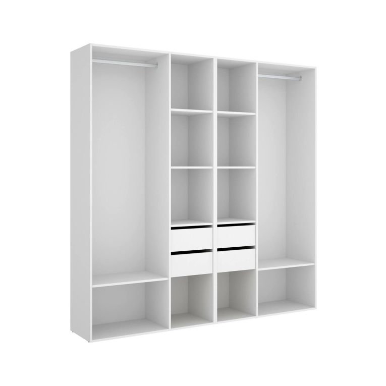 Cabina armadio con cassetti bianca e rovere 196x205h cm - Mala