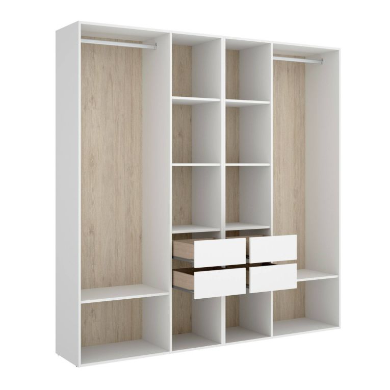 Cabina armadio con cassetti bianca e rovere 196x205h cm - Mala