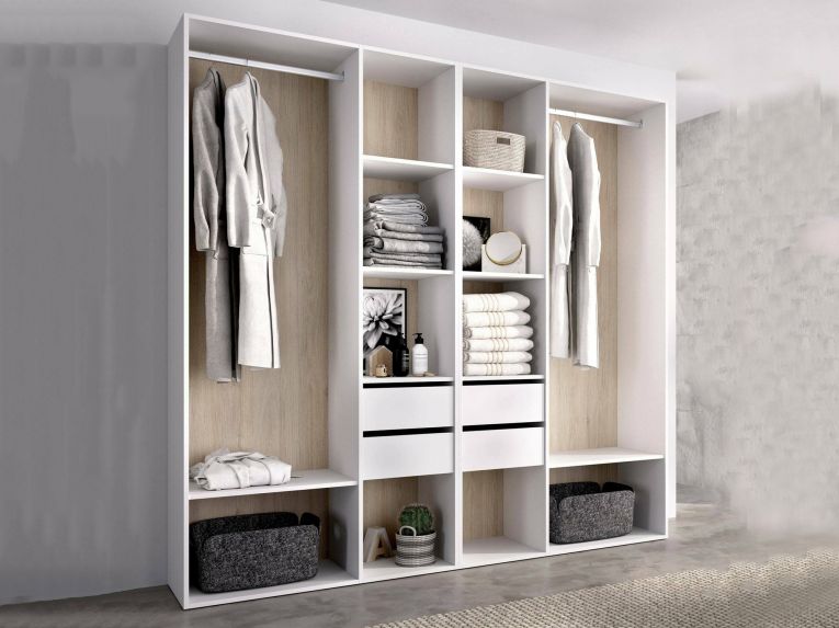Cabina armadio con cassetti bianca e rovere 196x205h cm - Mala