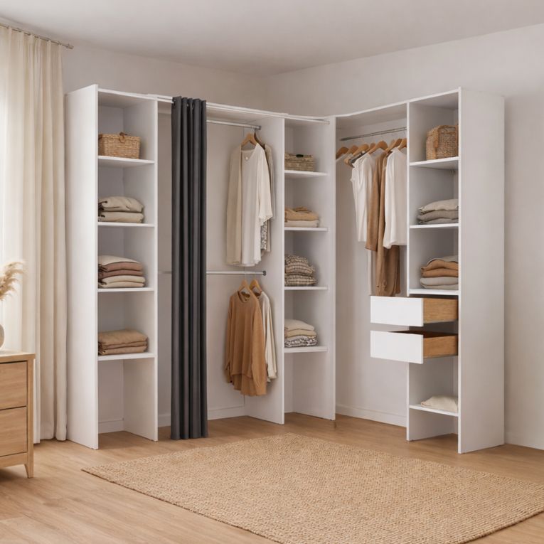 Cabina armadio con ripiani regolabili bianca 234x205h cm - Dindo