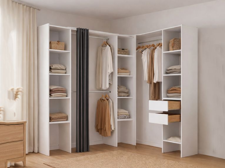 Cabina armadio con ripiani regolabili bianca 234x205h cm - Dindo