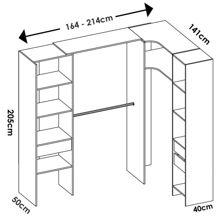 Cabina armadio con ripiani regolabili rovere 214x205h cm - Pali