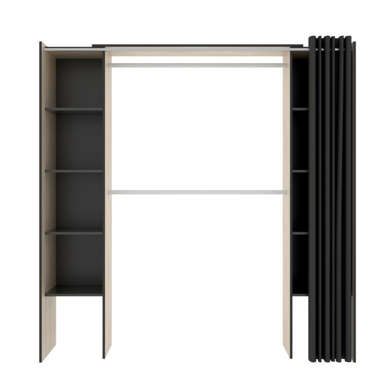 Cabina armadio con tenda rovere e grigia 180x205h cm - Acron