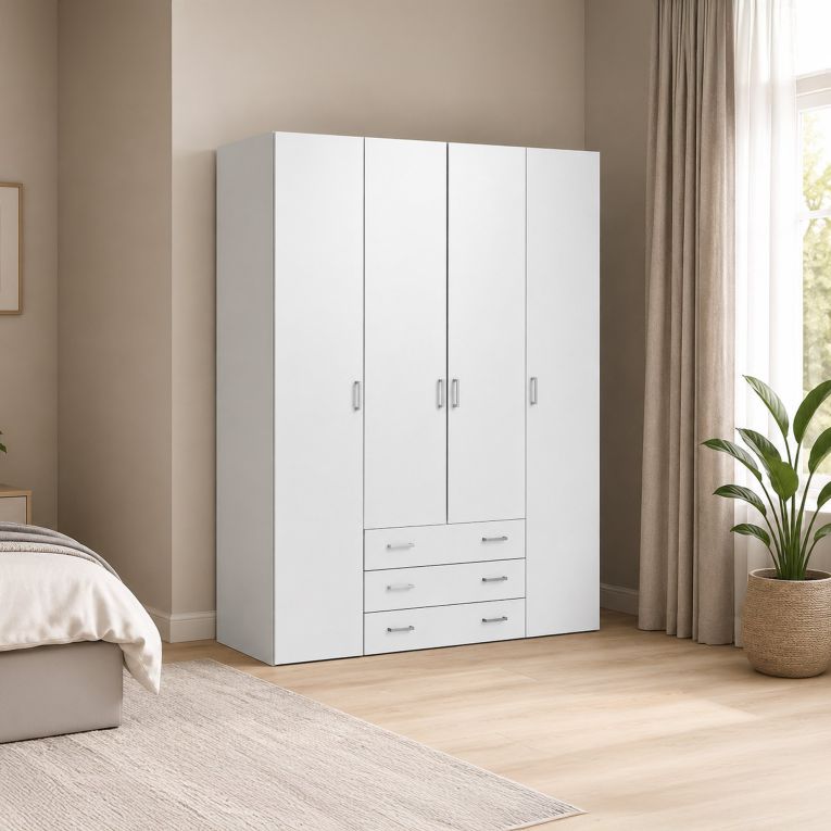 Cabina armadio in legno bianca lucida 154x200h cm - Amoruccio