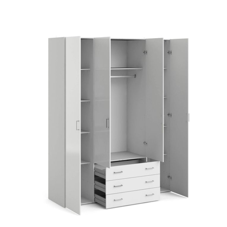 Cabina armadio in legno bianca lucida 154x200h cm - Amoruccio