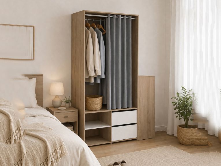 Cabina armadio in legno rovere e bianca 127x197h cm - Amaranto