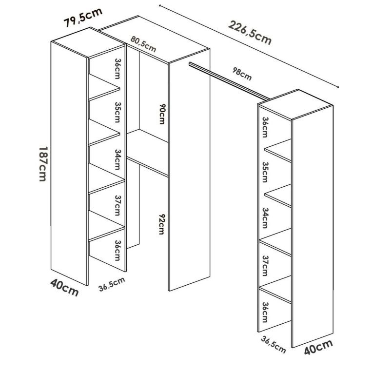 Cabina armadio modulabile bianca 226x185h cm - Alexois