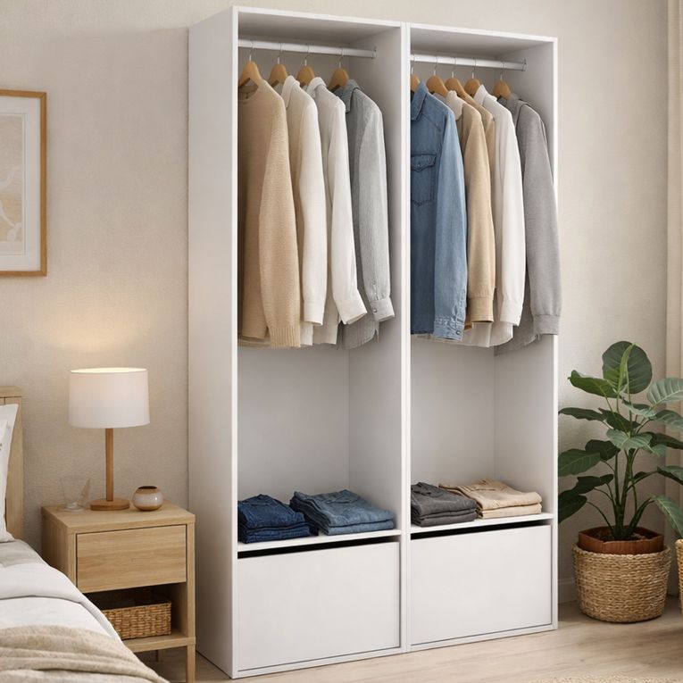 Cabina armadio salvaspazio bianca e rovere 120x205h cm - Pewa