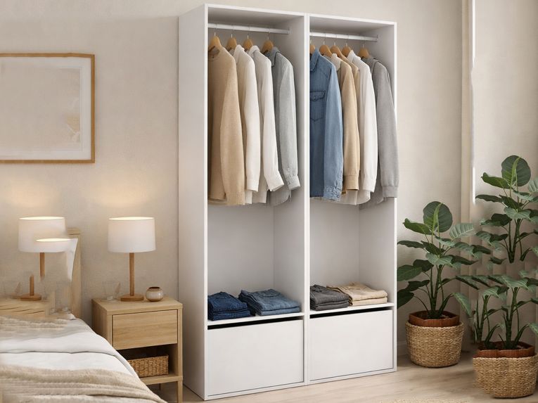 Cabina armadio salvaspazio bianca e rovere 120x205h cm - Pewa