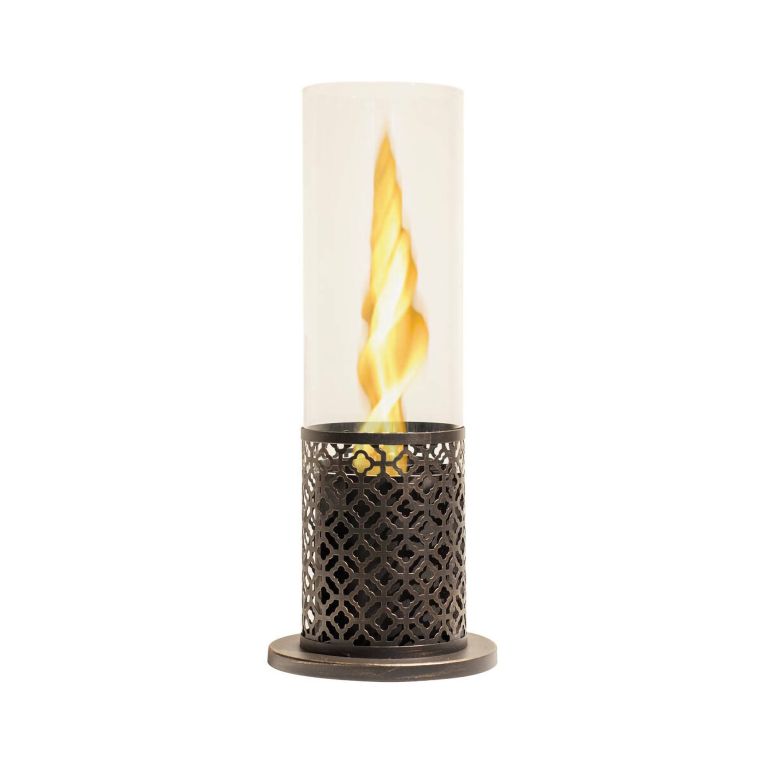 Caminetto a bioetanolo da tavolo 20x20x49h cm nero e oro - Alme
