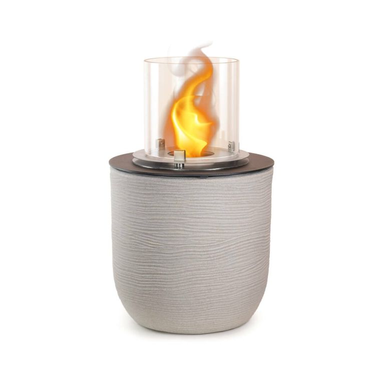 Caminetto a bioetanolo da tavolo 35x35x55h cm grigio chiaro - Agazzano