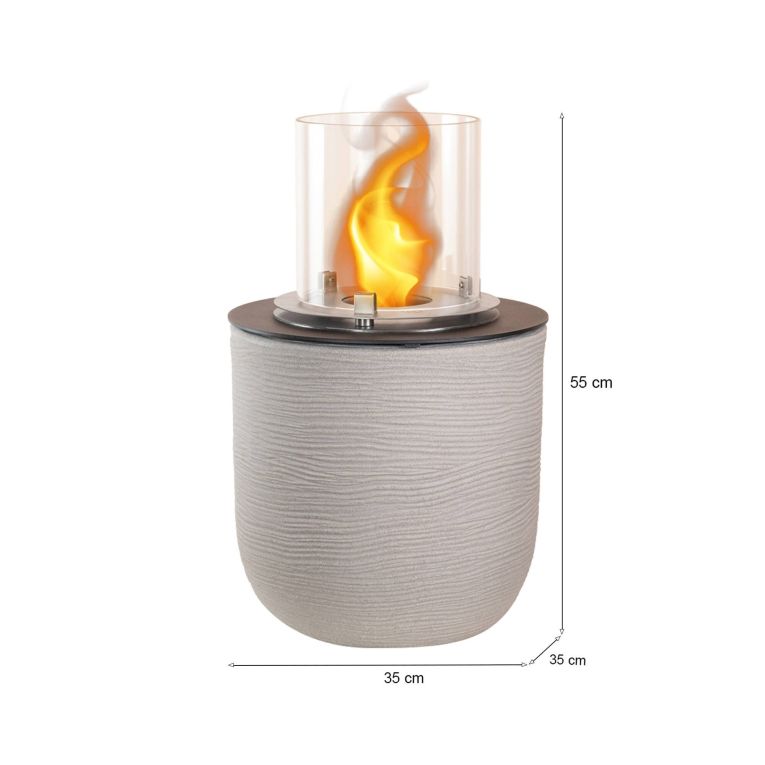 Caminetto a bioetanolo da tavolo 35x35x55h cm grigio chiaro - Agazzano