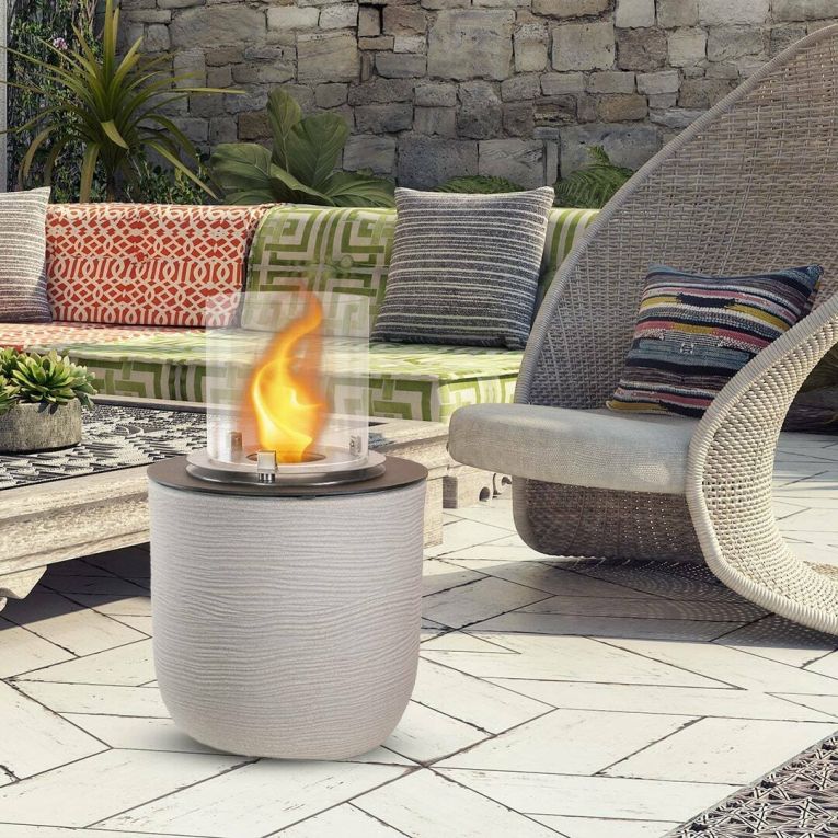 Caminetto a bioetanolo da tavolo 35x35x55h cm grigio chiaro - Agazzano