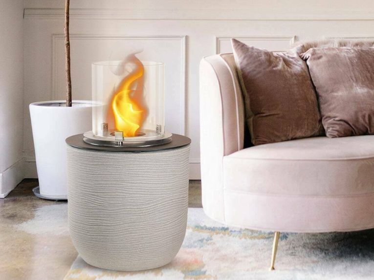 Caminetto a bioetanolo da tavolo 35x35x55h cm grigio chiaro - Agazzano