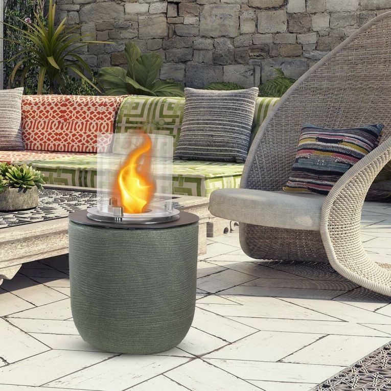 Caminetto a bioetanolo da tavolo 35x35x55h cm verde - Agazzano